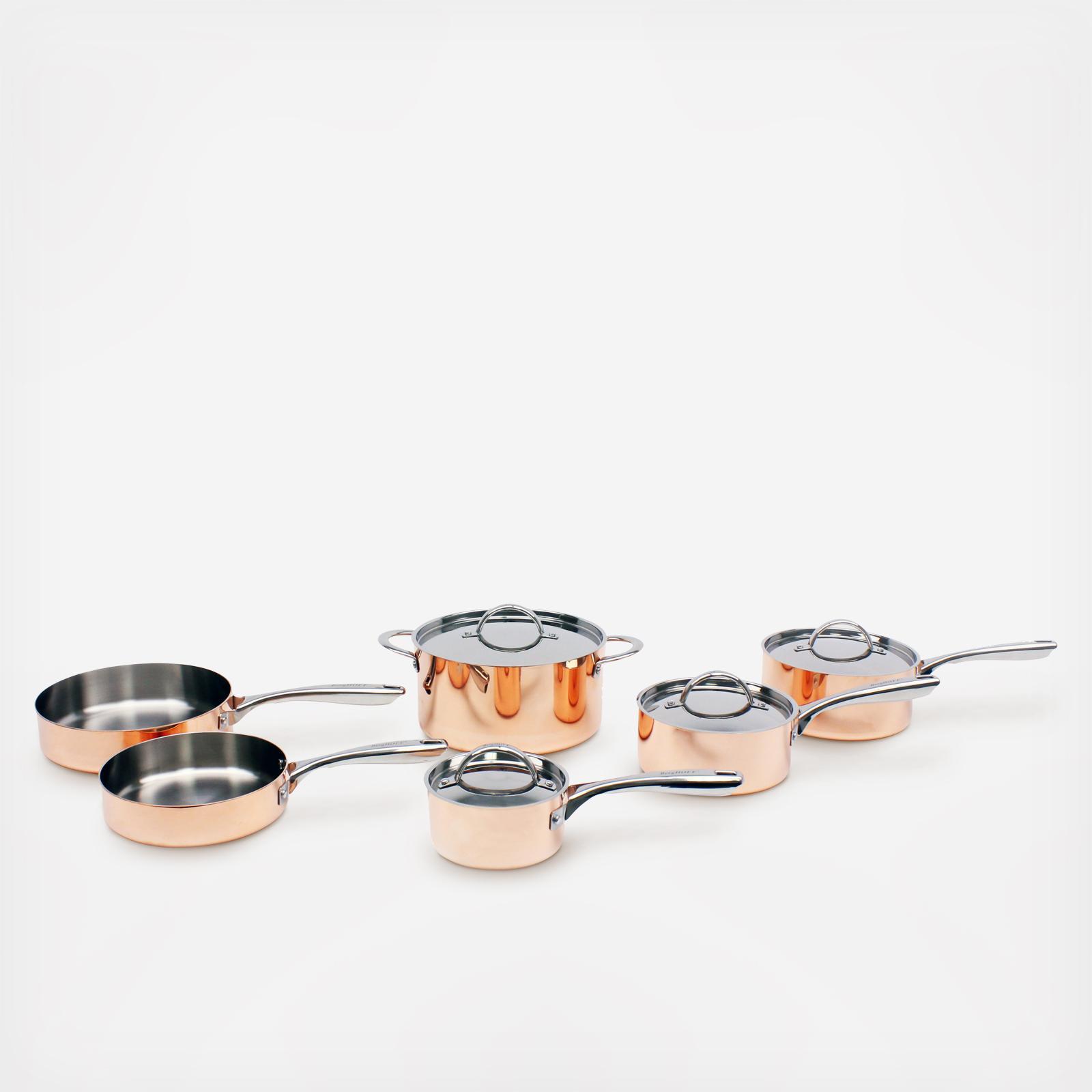 10-Piece Polished Copper Cookware Set
