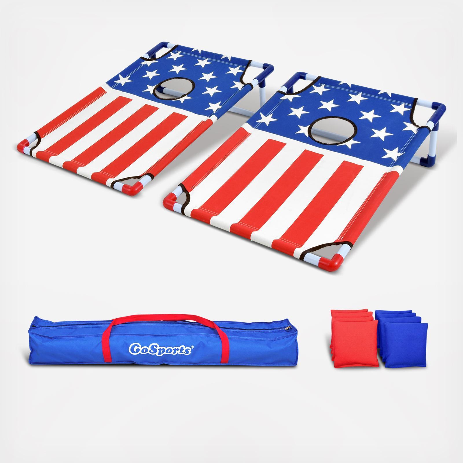 American Flag Portable PVC Framed Cornhole Game Set