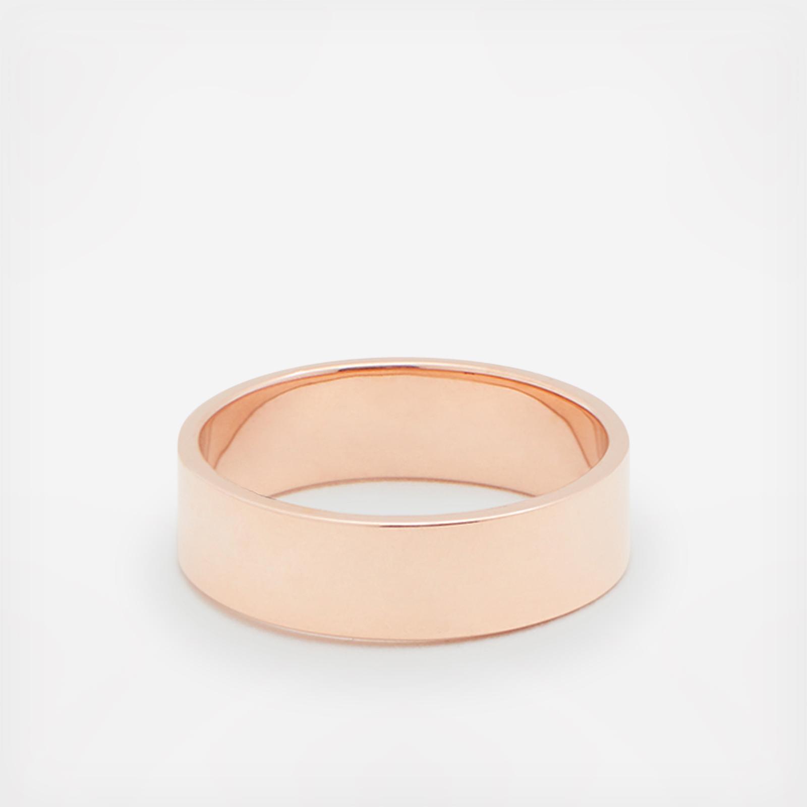 Men's Flat Polished 14K Rose Gold Wedding Band