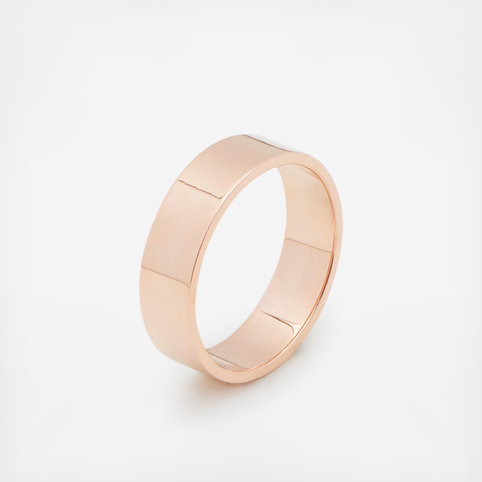 Men's Flat Polished 14K Rose Gold Wedding Band