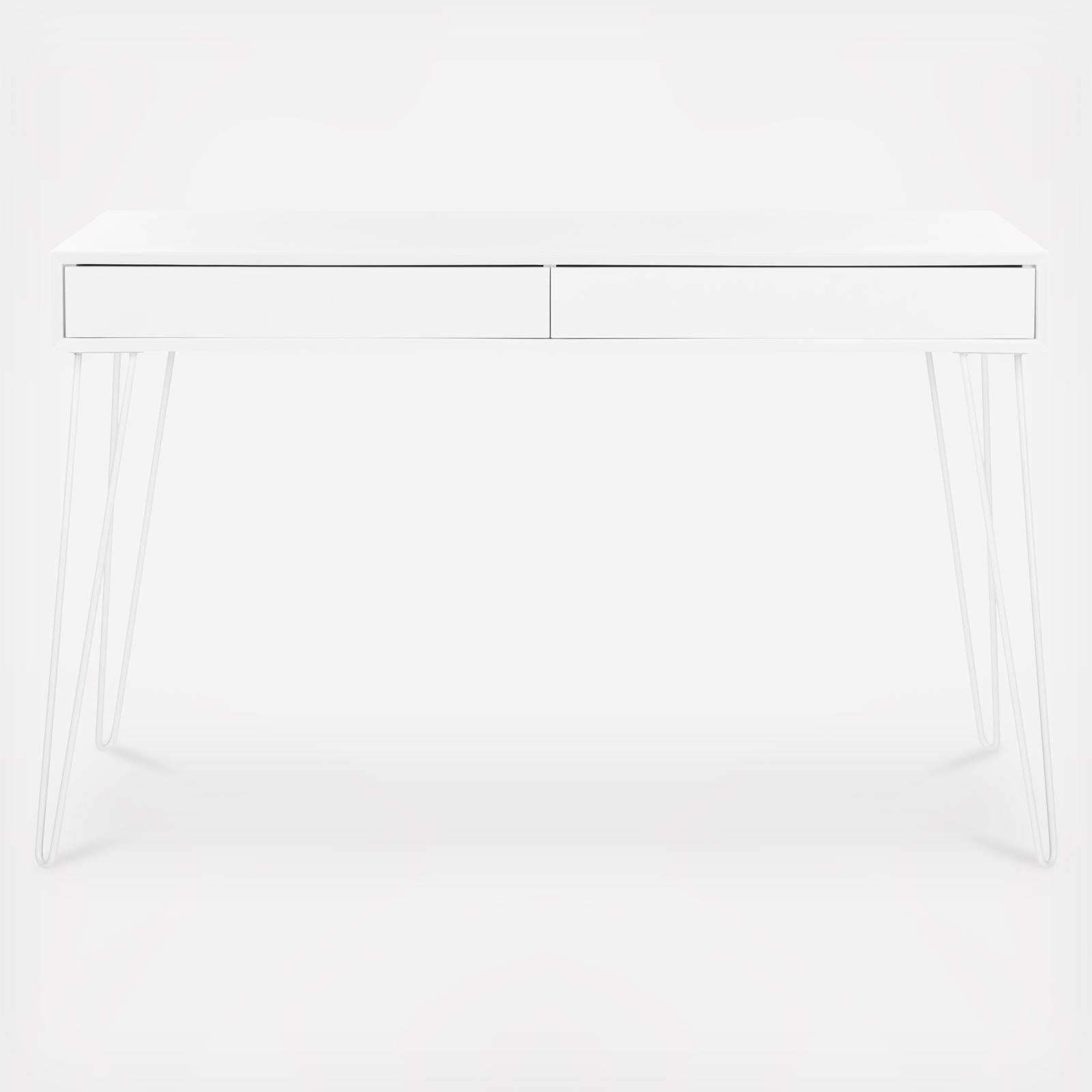 Cade Mid Century Retro Two Drawer Desk