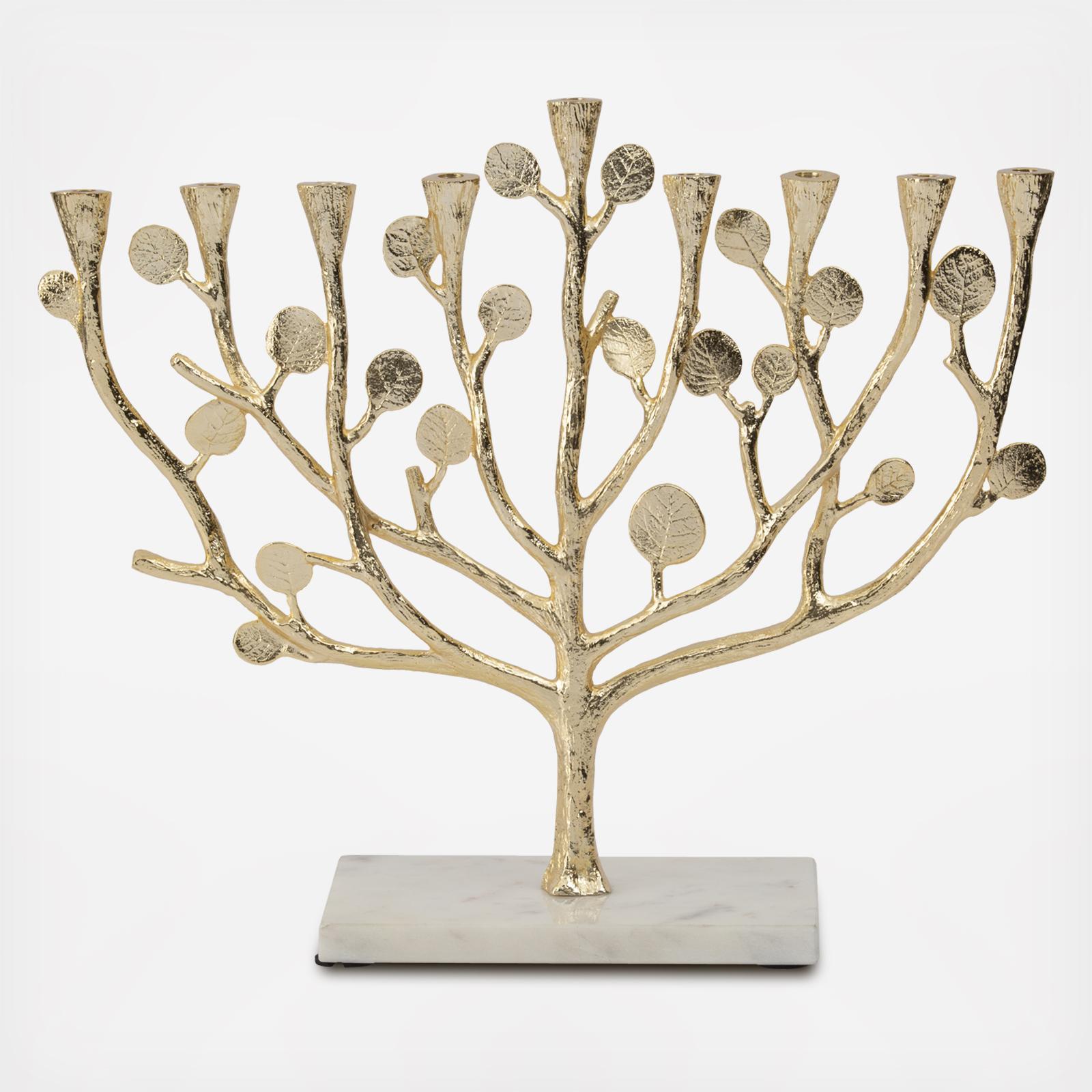 Botanical Leaf Gold Menorah
