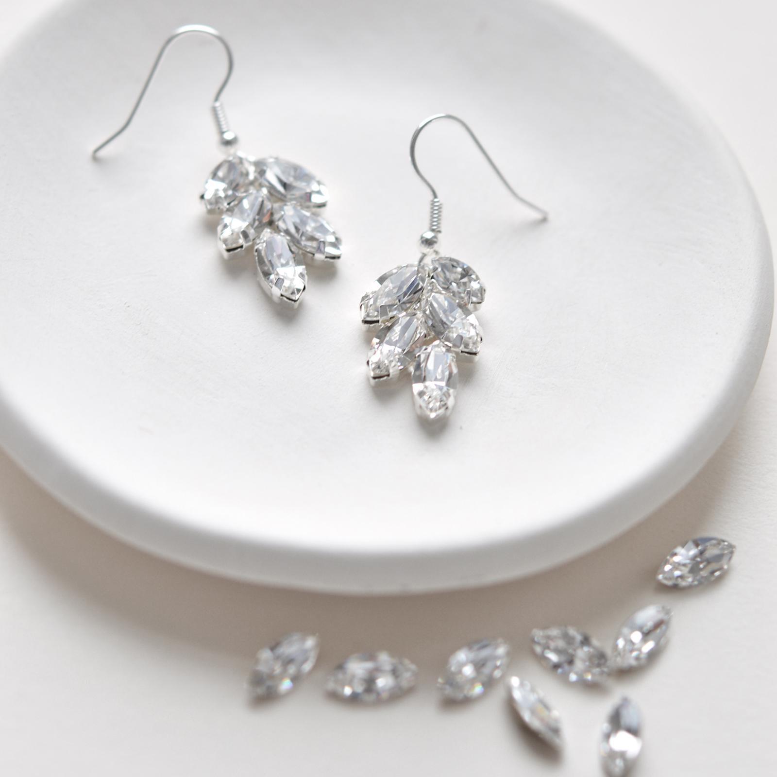 Opal and Crystal Leaf Earrings