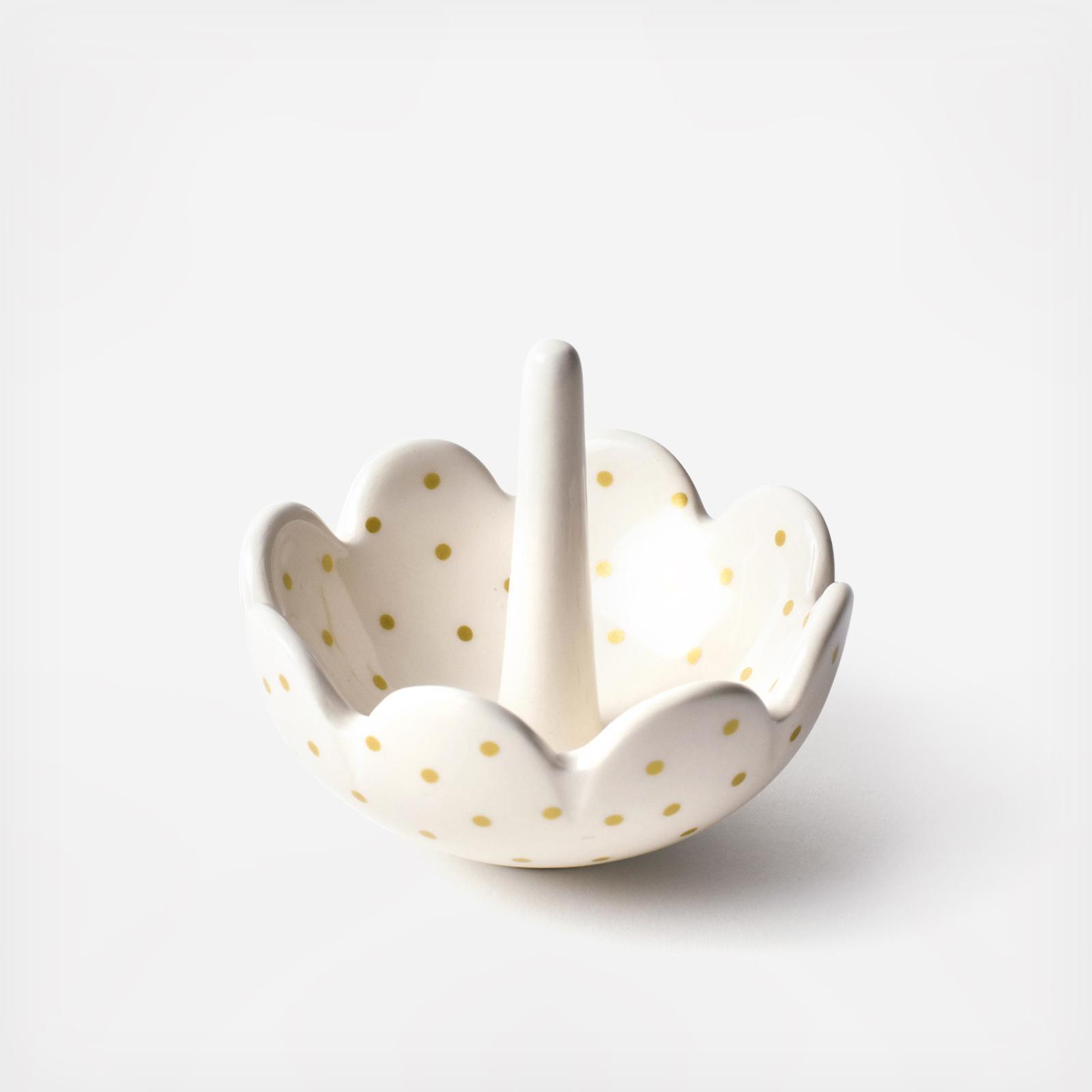 Swiss Dot Scallop Ring Dish