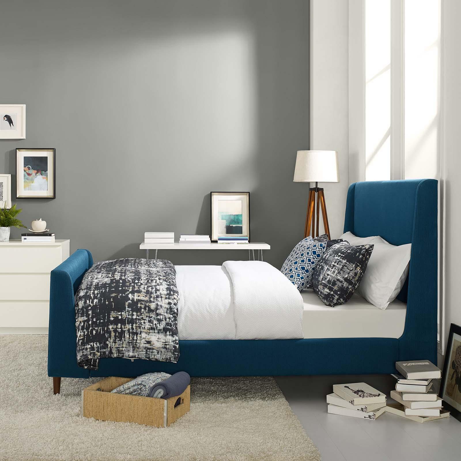 Aubree Upholstered Sleigh Platform Bed