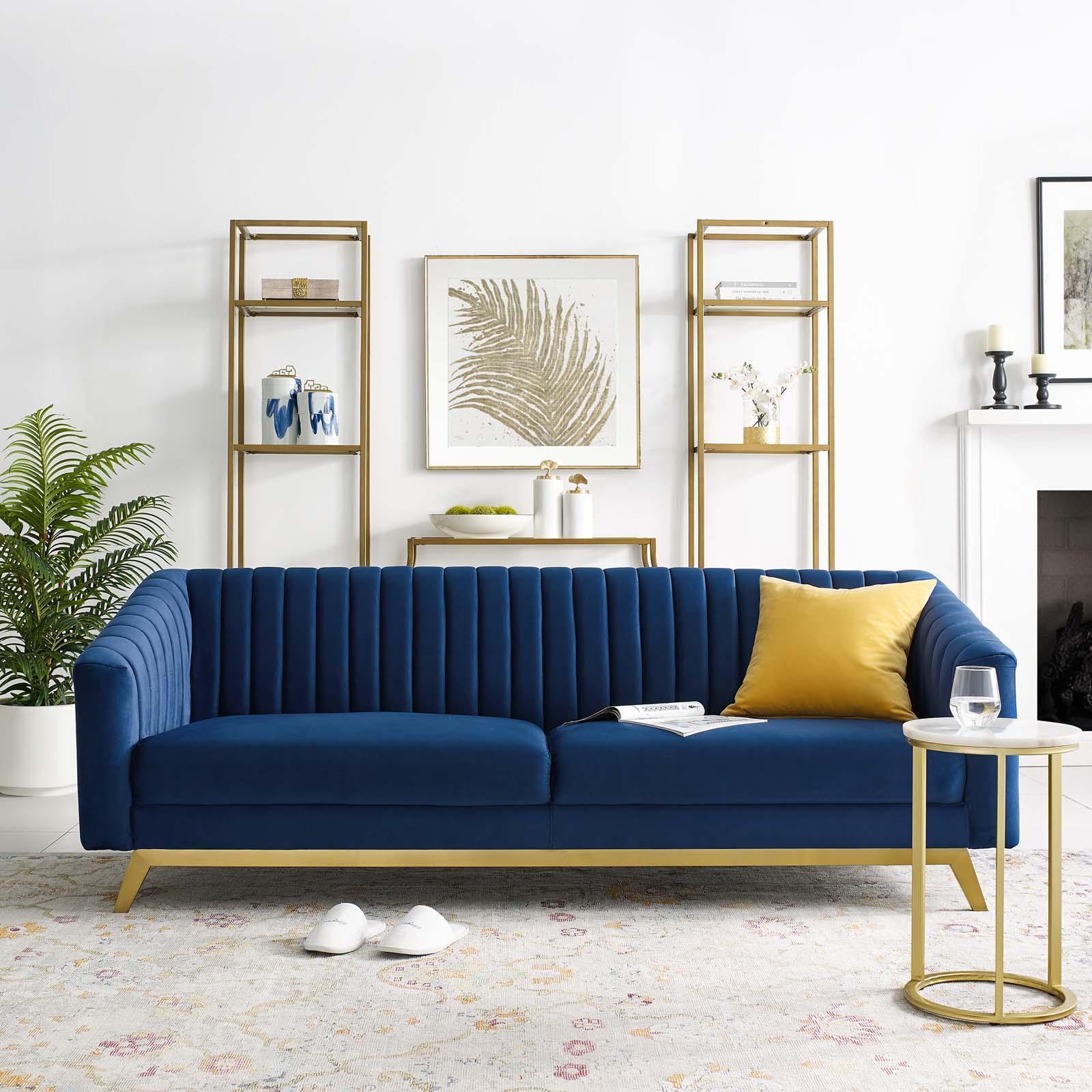 Valiant Vertical Channel Tufted Velvet Loveseat