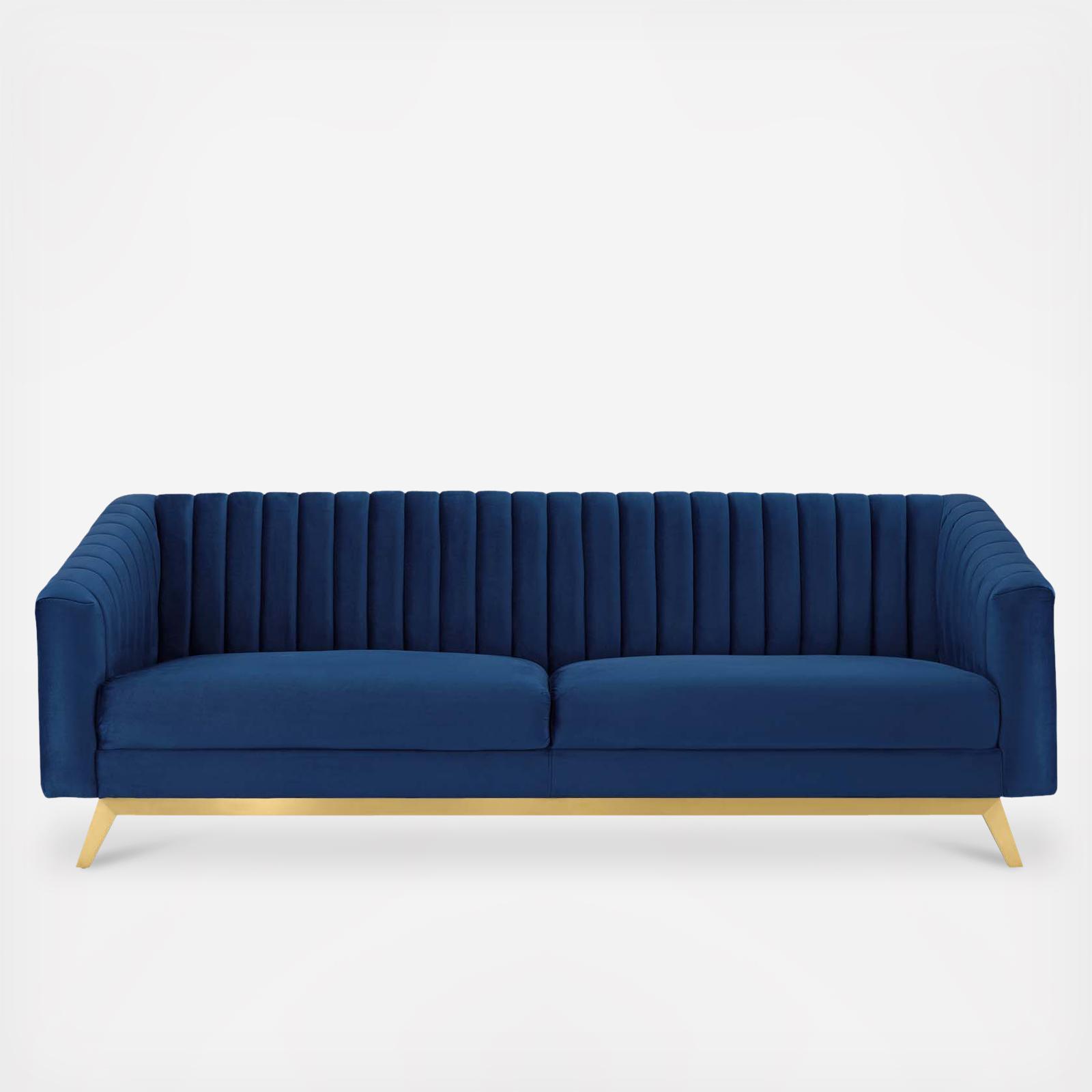 Valiant Vertical Channel Tufted Velvet Loveseat