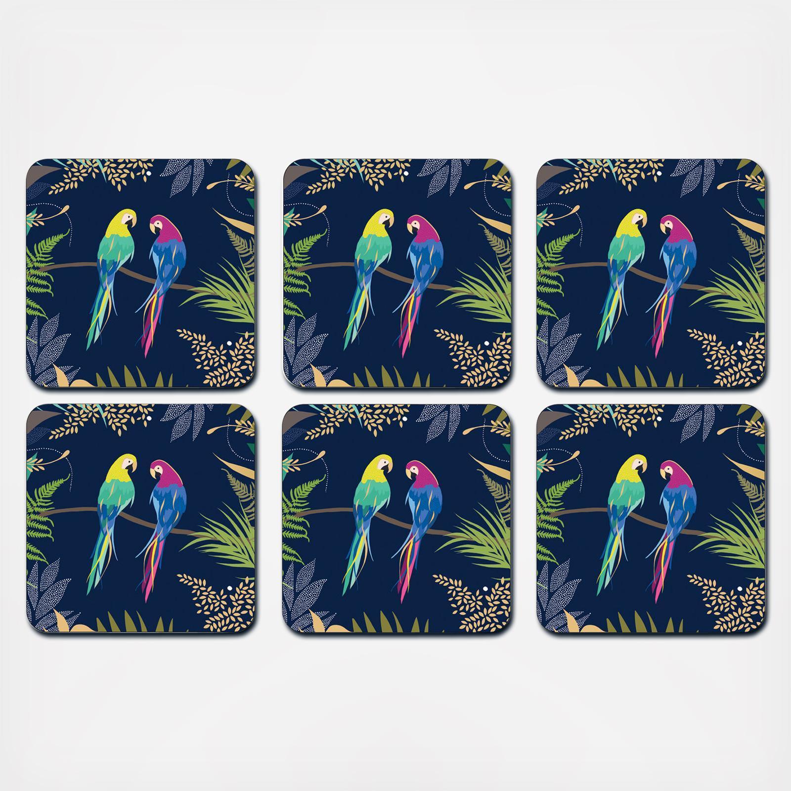 Sara Miller by Pimpernel Parrot Coaster, Set of 6