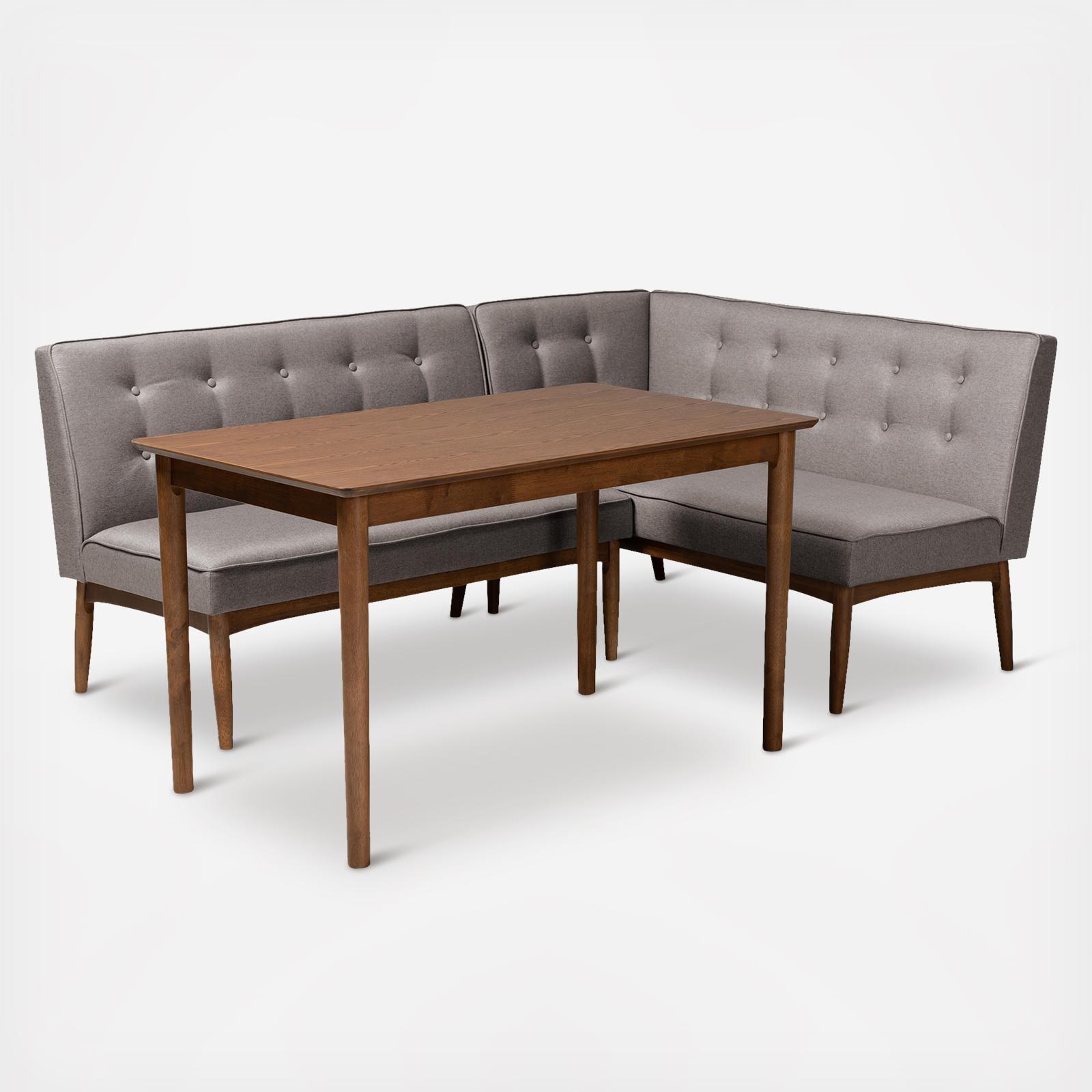Arvid Mid-Century Modern Upholstered 3-Piece Dining Nook Set
