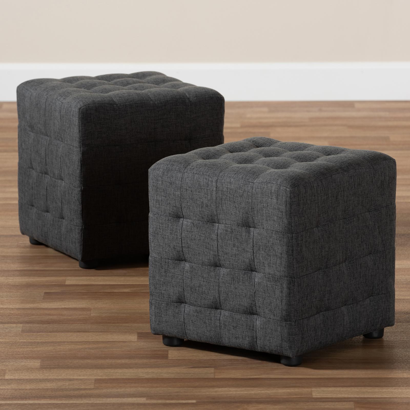 Elladio Upholstered Tufted Cube Ottoman, Set of 2