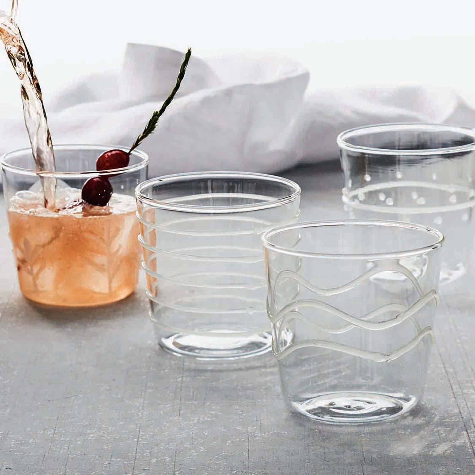 Applique Suite of Double Old Fashioned Glass, Set of 4