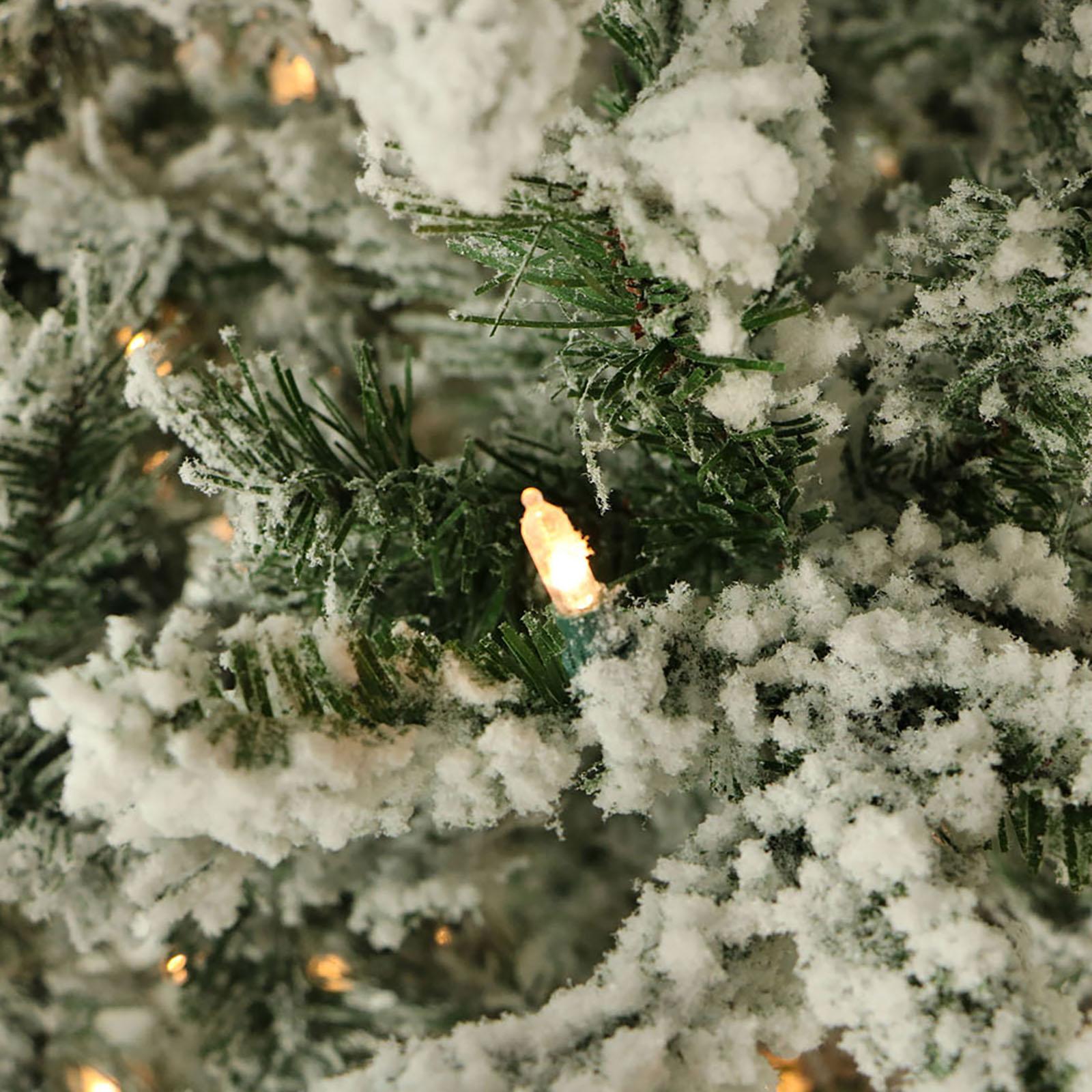 Flocked Mountain Pine Christmas Tree with Smart String Lighting