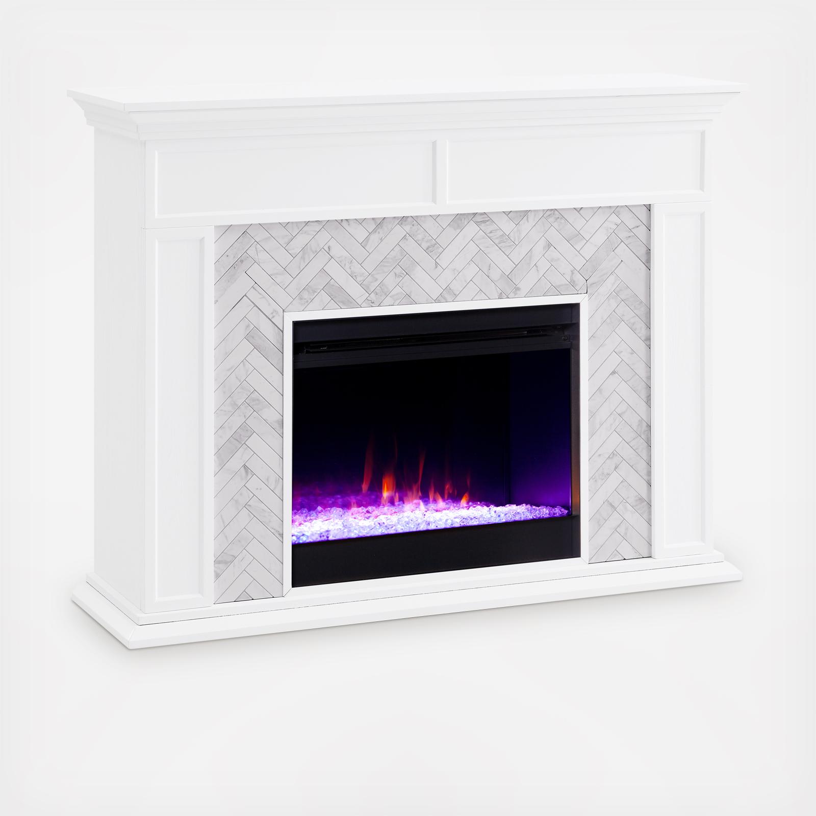 Torlington Color Changing Marble Tiled Fireplace