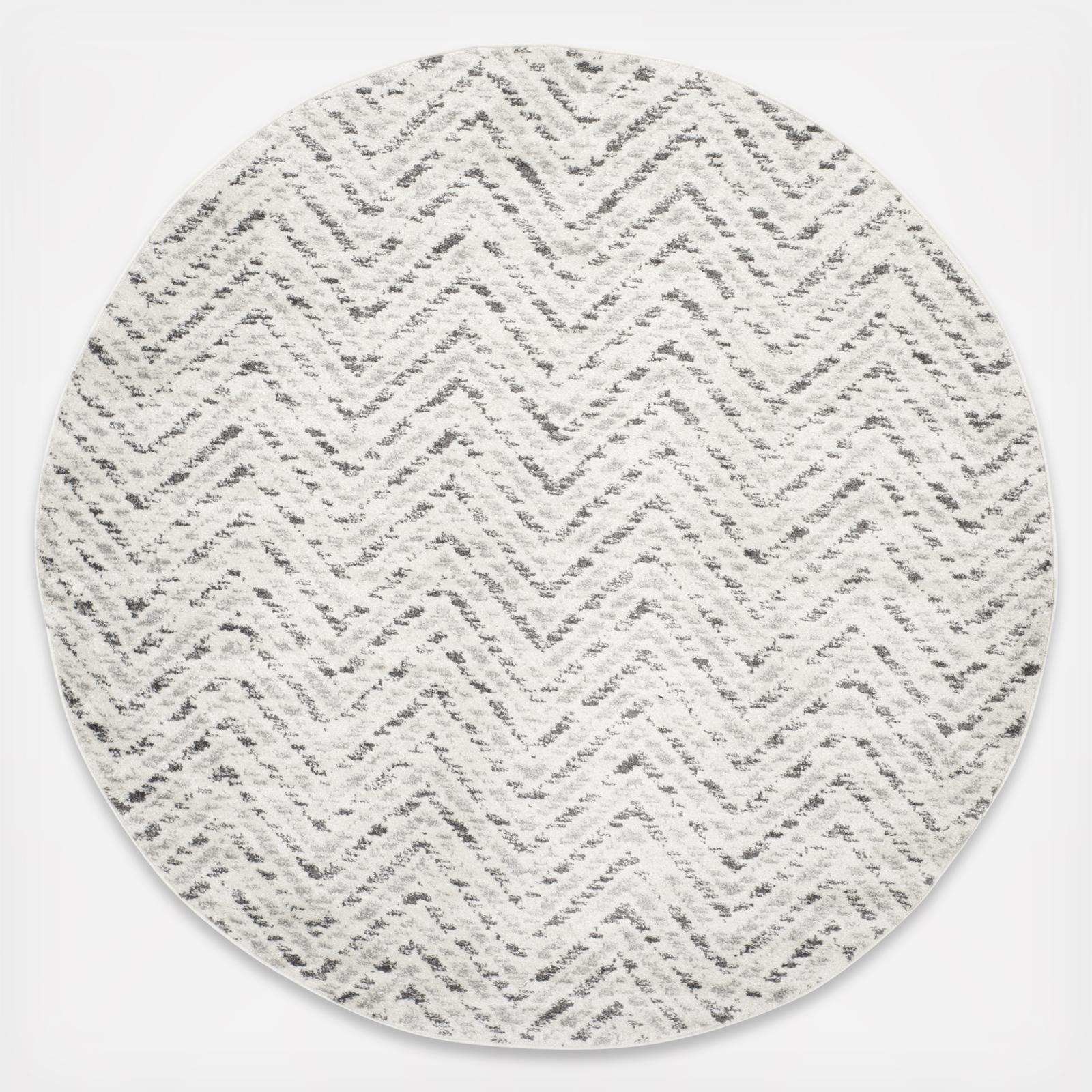 Adirondack Modern Distressed Chevron Round Area Rug