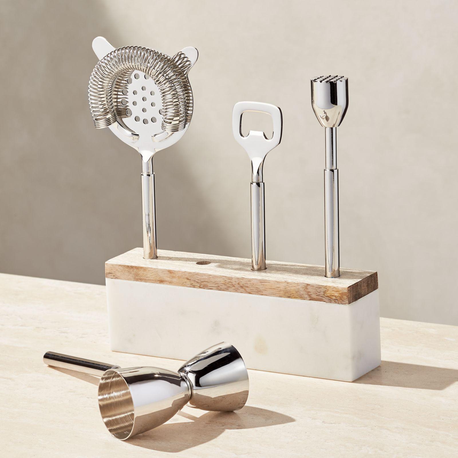 Wood & Marble 5-Piece Bar Tool Set
