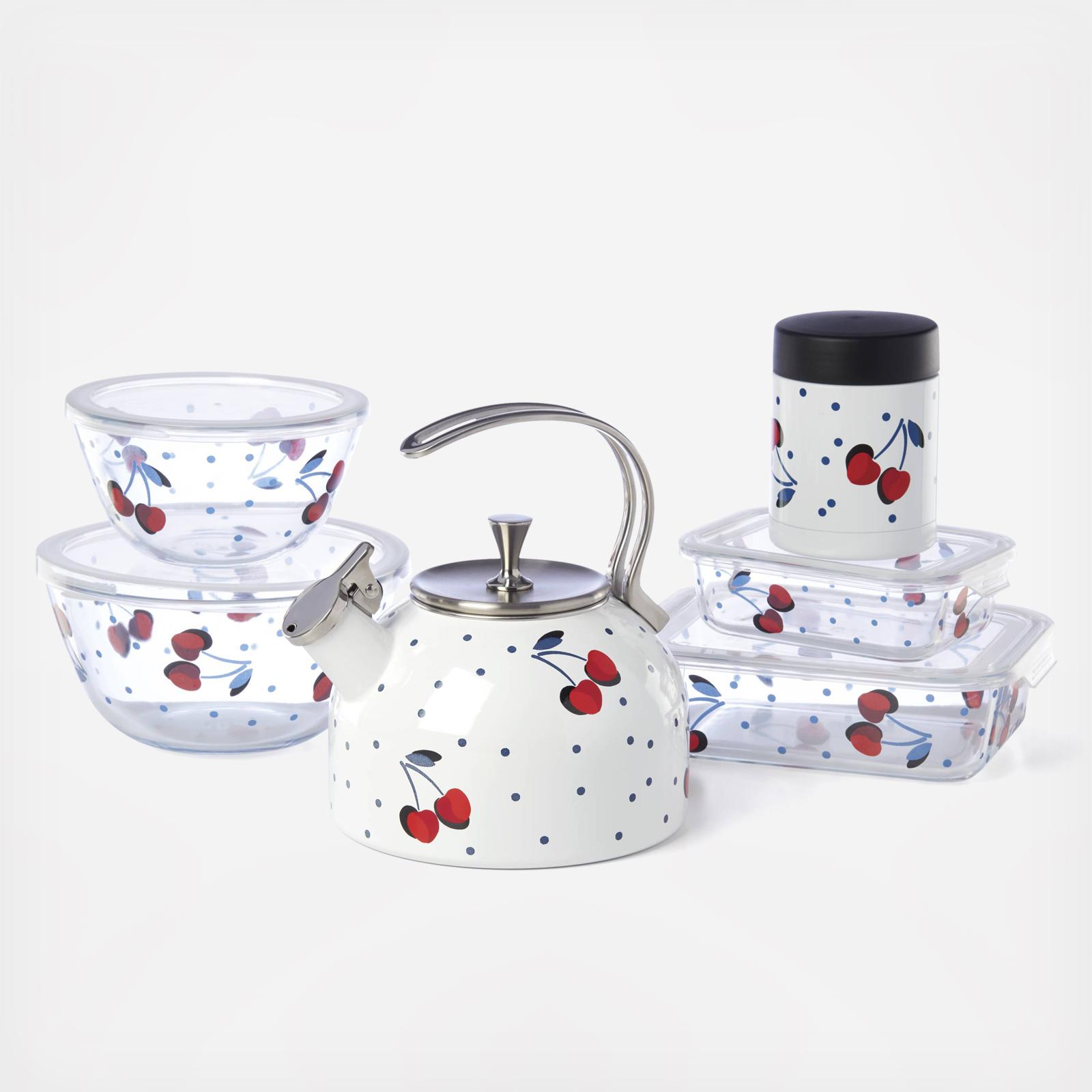 Vintage Cherry Dot Rectangular Food Storage, Set of 2