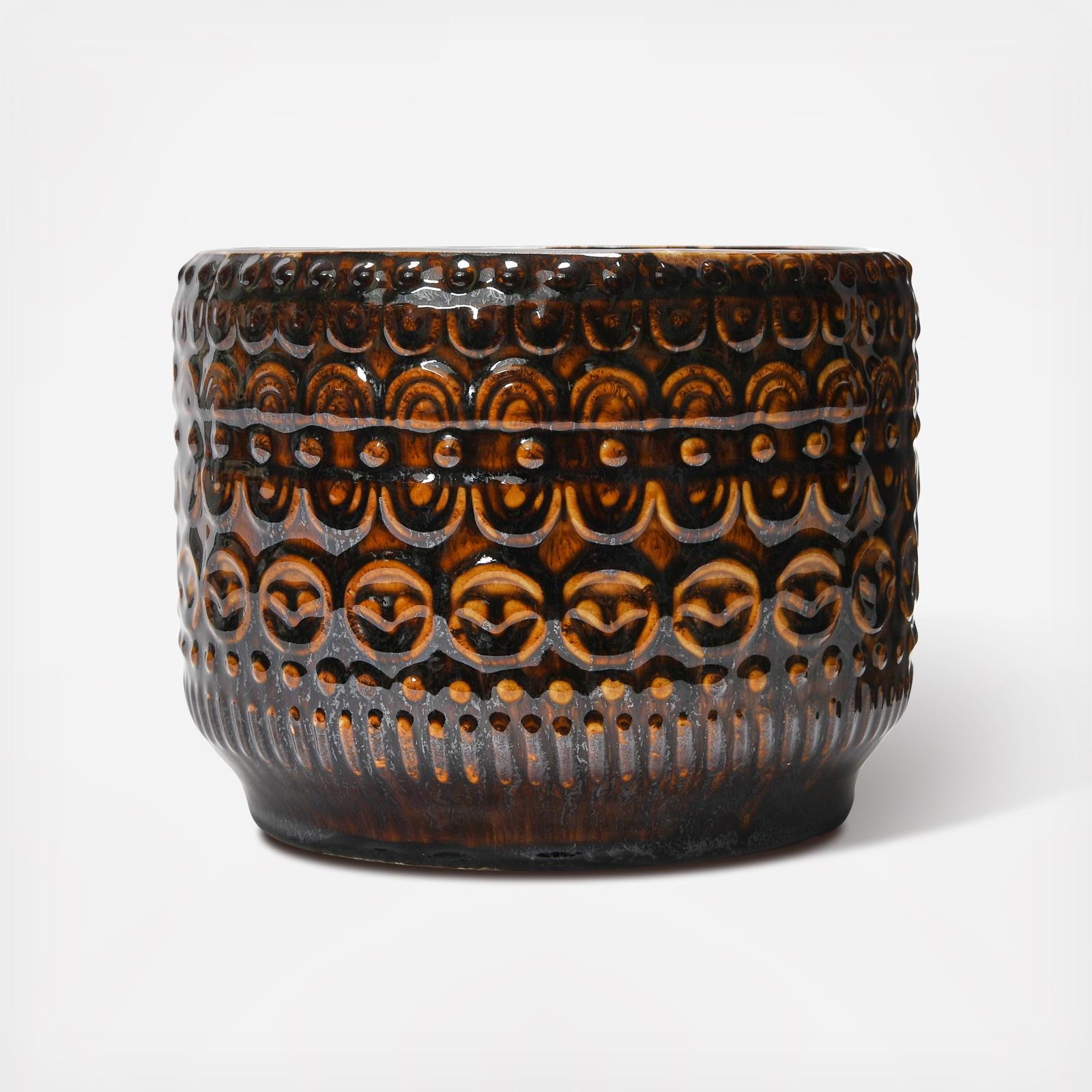 Embossed Planter with Reactive Glaze