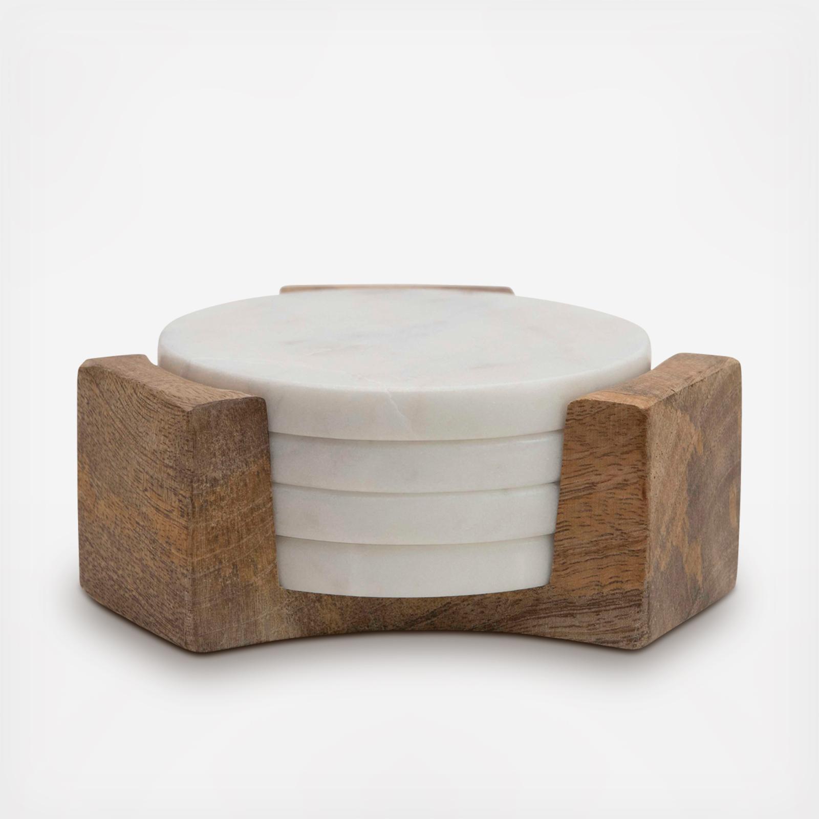5-Piece Marble Coaster Set