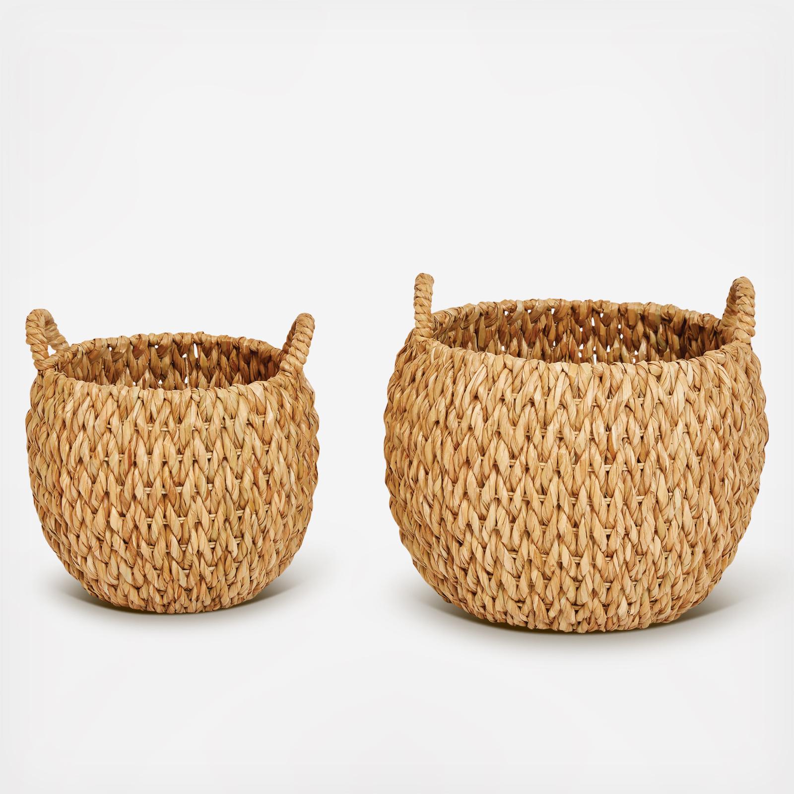 2-Piece Woven Water Hyacinth Basket Set